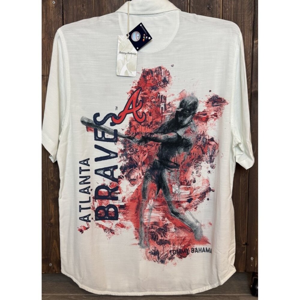 Tommy Bahama XL White Atlanta Braves Veracruz Ace Islanders camp Shirt NEW $168